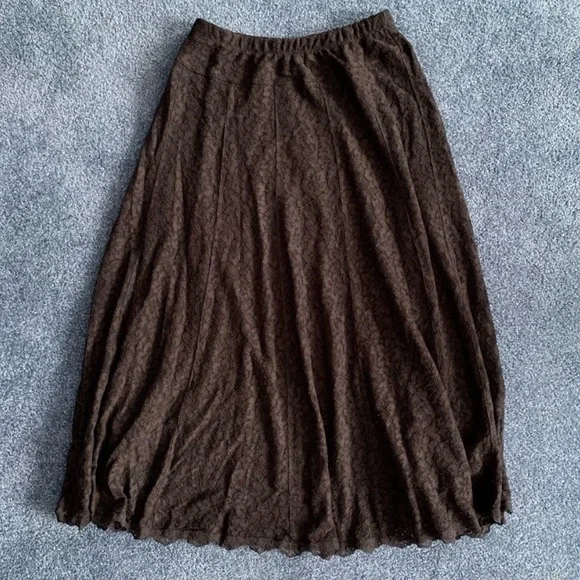 Susan Graver Black Lace Floral Lined Maxi Skirt - Picture 5 of 7